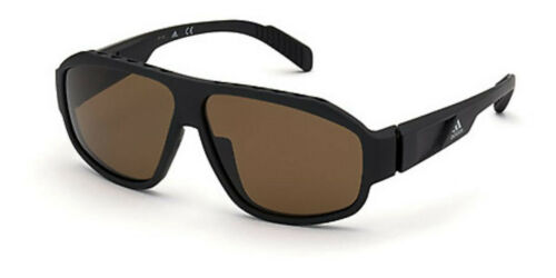 Adidas Men Sunglasses SP0025 02H Black Polarized/Mirrored Brown Geometric 62 10