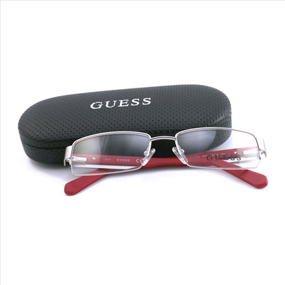 Guess Men Eyeglasses GU 1774 SIRD Silver/Red 55 18 145 Semi Rimless Rectangle