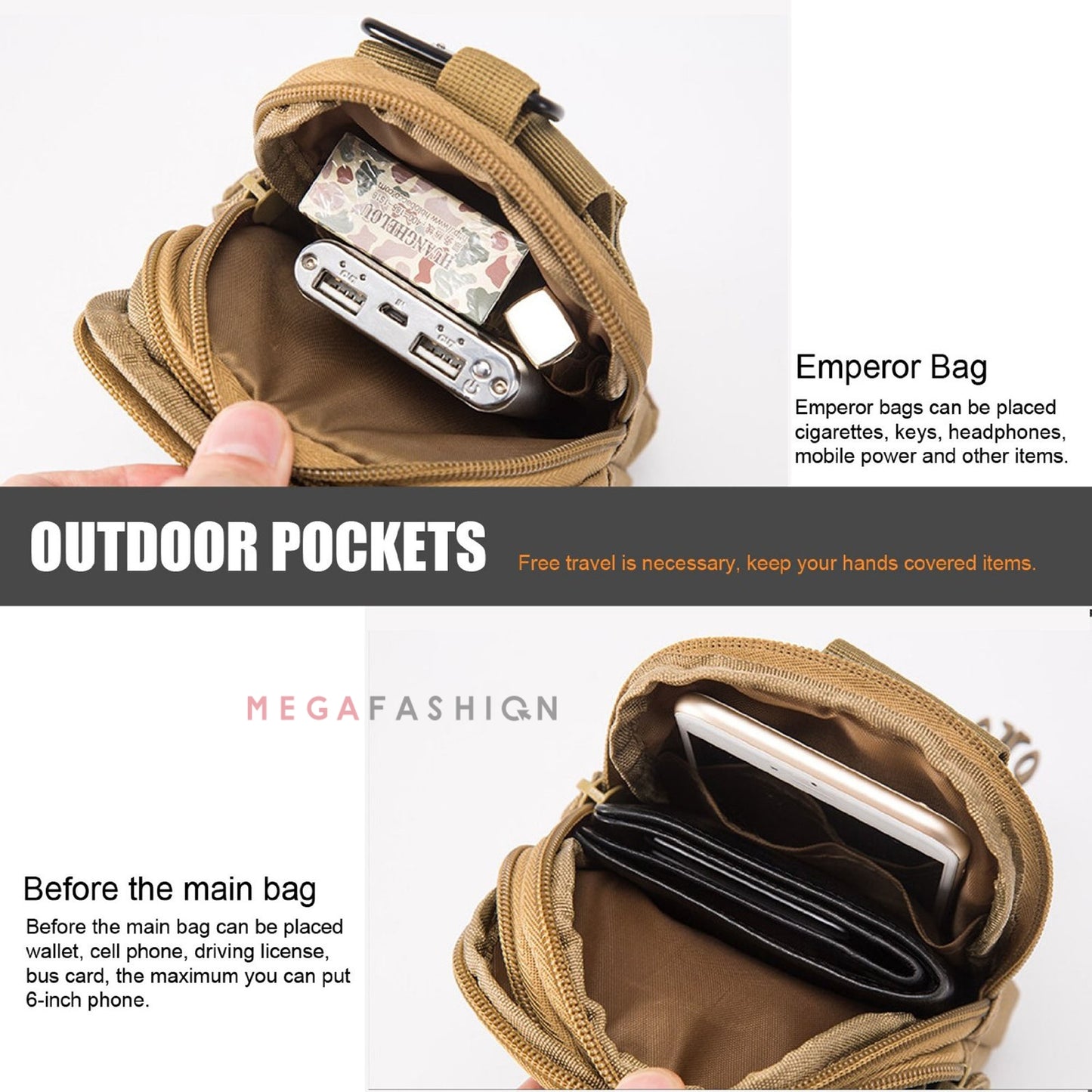 Multifunctional outdoor sports and mobile phone bag Black