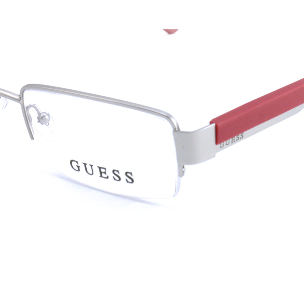 Guess Men Eyeglasses GU 1774 SIRD Silver/Red 55 18 145 Semi Rimless Rectangle