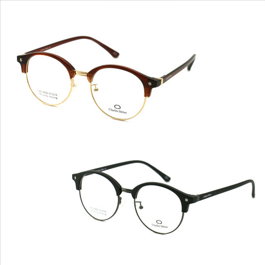 Charles Delon Men or Womens Eyeglasses HZ8480 51 19 141 Round Plastic