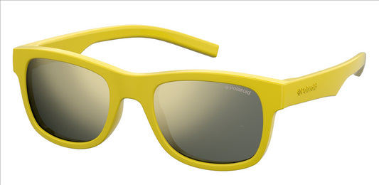 Polaroid Sunglasses For Kids Yellow Grey Gold Square Mirrored/Polarized