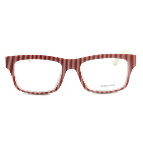 Diesel Men or Womens Eyeglasses DL5034/V 068 Red Striped White 52 18 135 Rectang