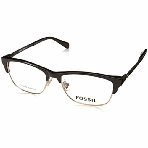 Men/Womens Semi Rimless Frame Eyeglasses Fossil 7026 0807 Rectangle Black