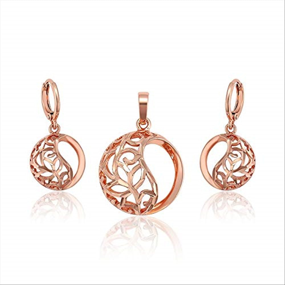Charles Delon Copper CZ Pendant Earrings Set for Womens Jewerly Sets - megafashion11Jewelry