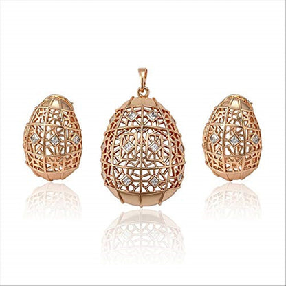 Charles Delon Copper CZ Pendant Earrings Set for Womens Jewerly Sets - megafashion11Jewelry