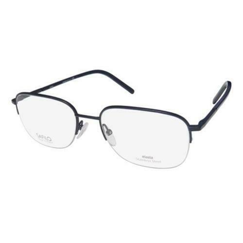 Elasta Men/Womens Made in Italy Eyeglasses Metal Half Frame Matt Blue 56 18 145 - megafashion11Monturas