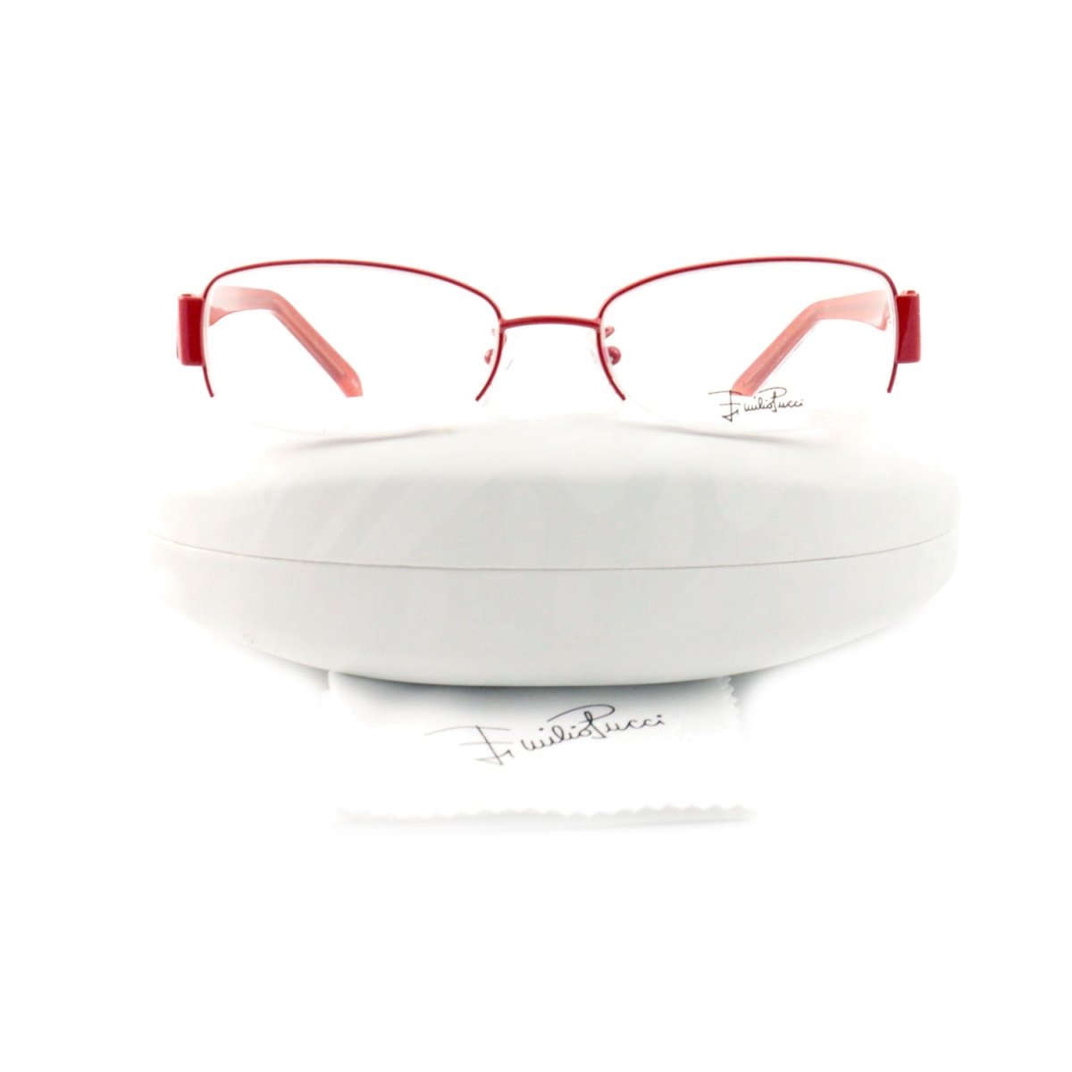 Emilio Pucci Womens Eyeglasses EP2132 800 Orange 53 18 135 Semi Rimless Oval - megafashion11Monturas