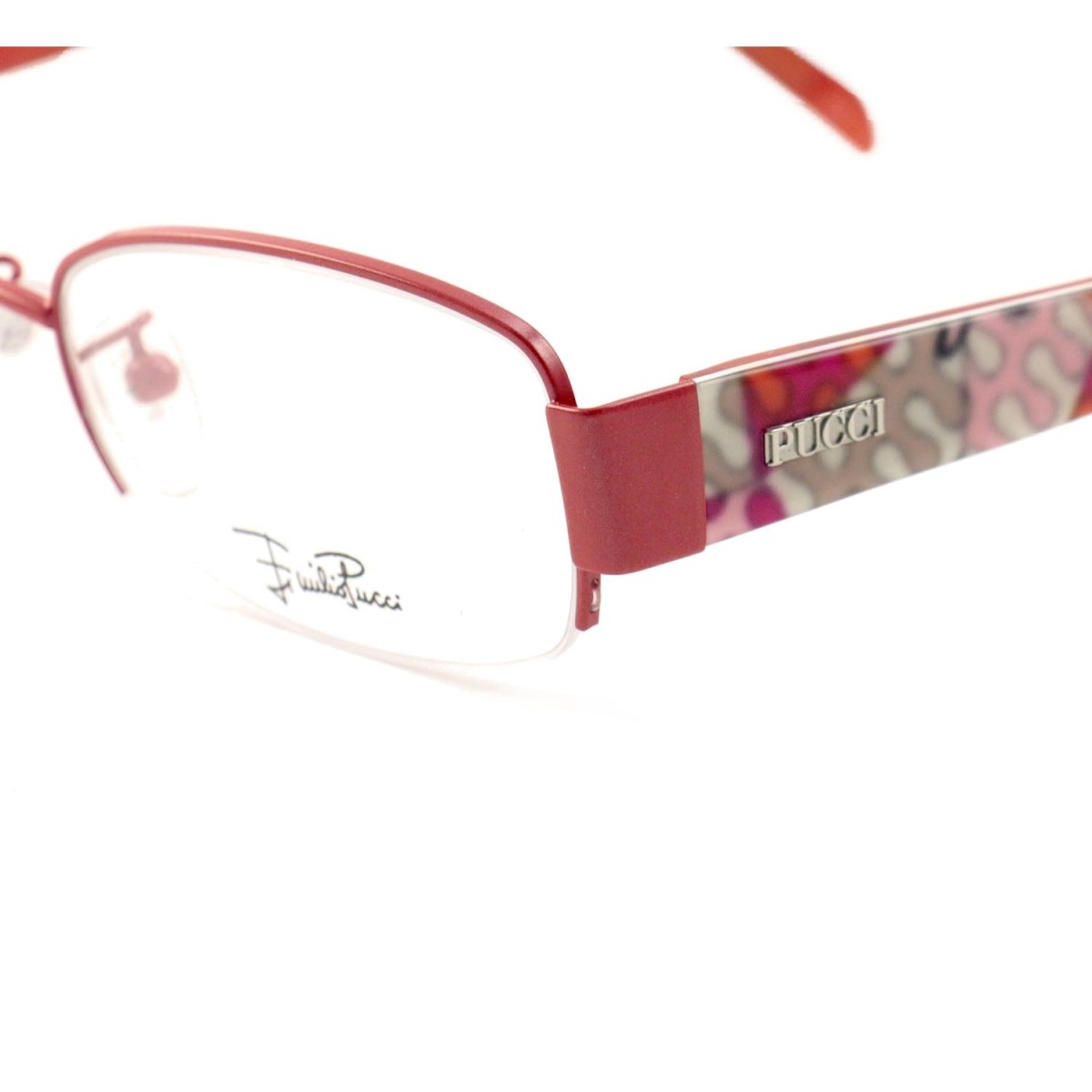 Emilio Pucci Womens Eyeglasses EP2132 800 Orange 53 18 135 Semi Rimless Oval - megafashion11Monturas
