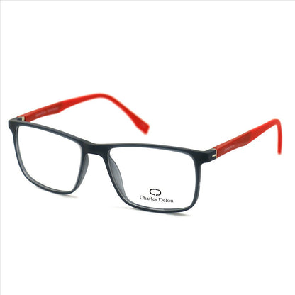 Eyeglasses for Men Matte Grey/Red Rectangle 52 17 140 by Charles Delon - megafashion11Monturas