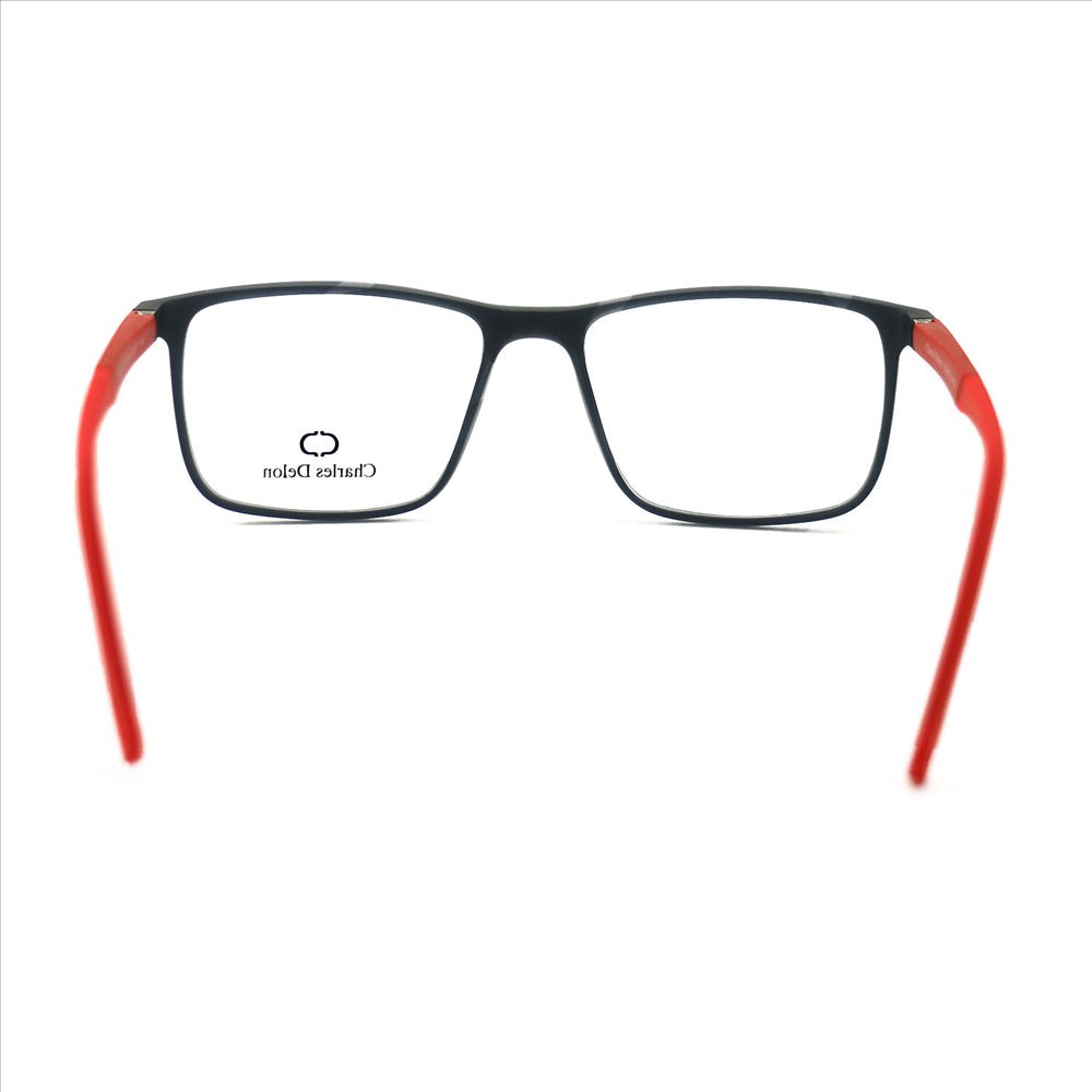 Eyeglasses for Men Matte Grey/Red Rectangle 52 17 140 by Charles Delon - megafashion11Monturas