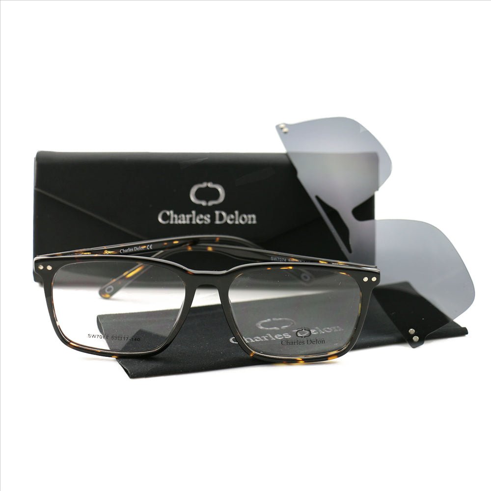 Eyeglasses Frames for Men Havana Frames Square 53 17 140 by Charles Delon - megafashion11Monturas