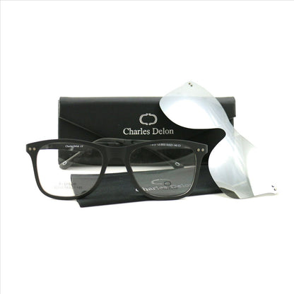 Eyeglasses Men Matte Black Frames Square 55 21 145 by Charles Delon - megafashion11Monturas