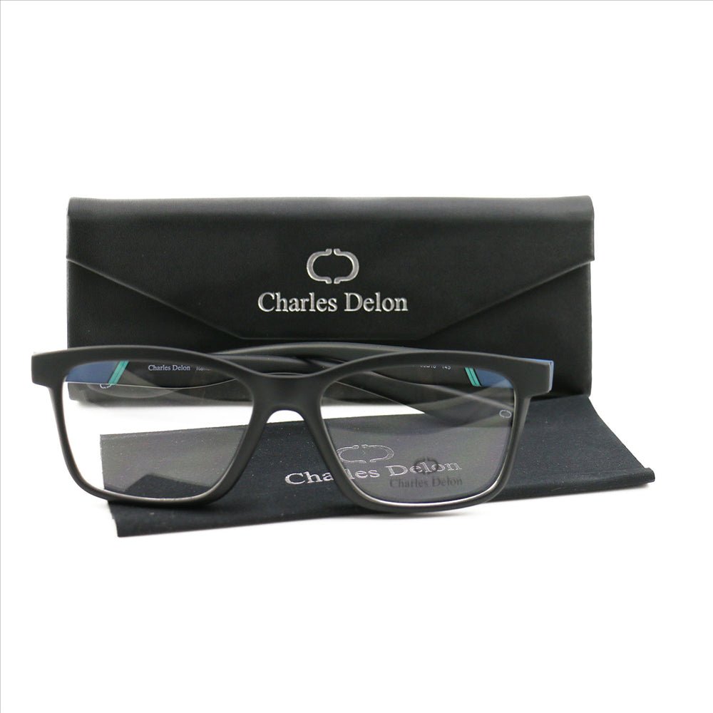 Eyeglasses Men Matte Black/Blue Frames Rectangle 53 18 145 by Charles Delon - megafashion11Monturas