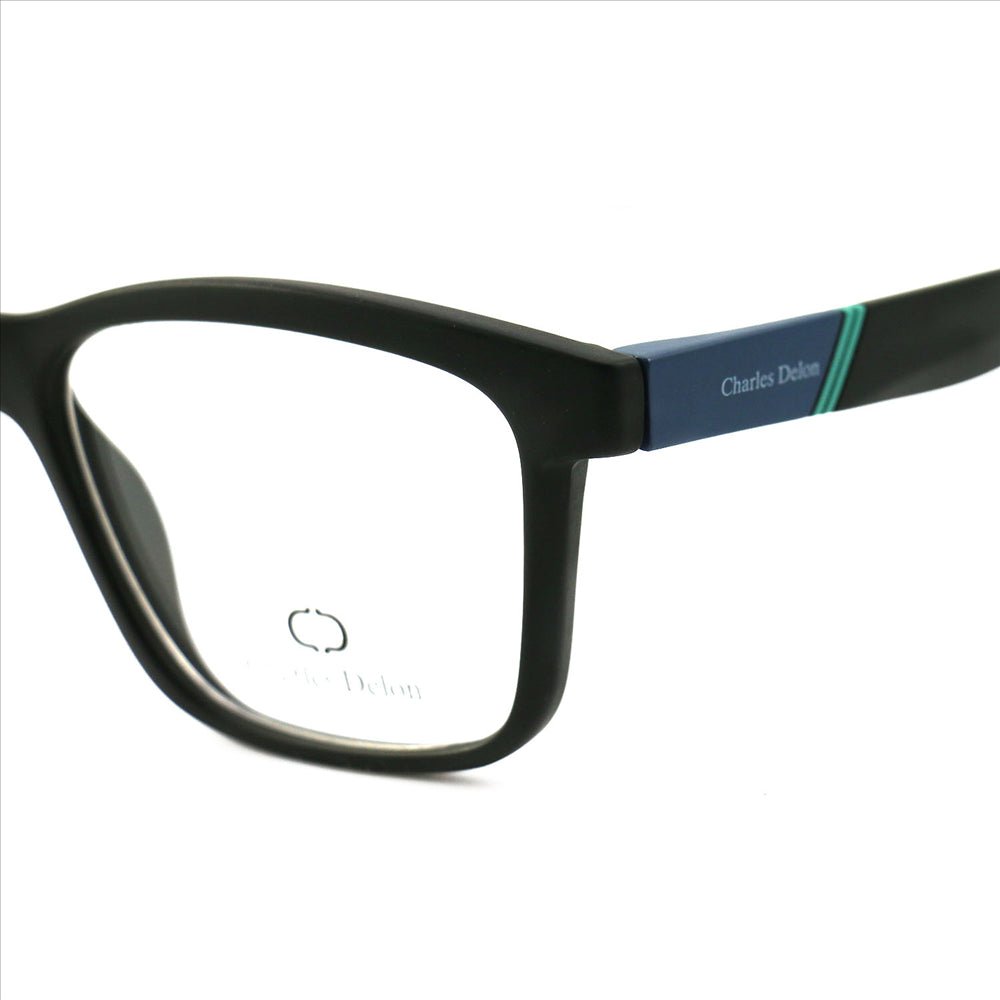 Eyeglasses Men Matte Black/Blue Frames Rectangle 53 18 145 by Charles Delon - megafashion11Monturas