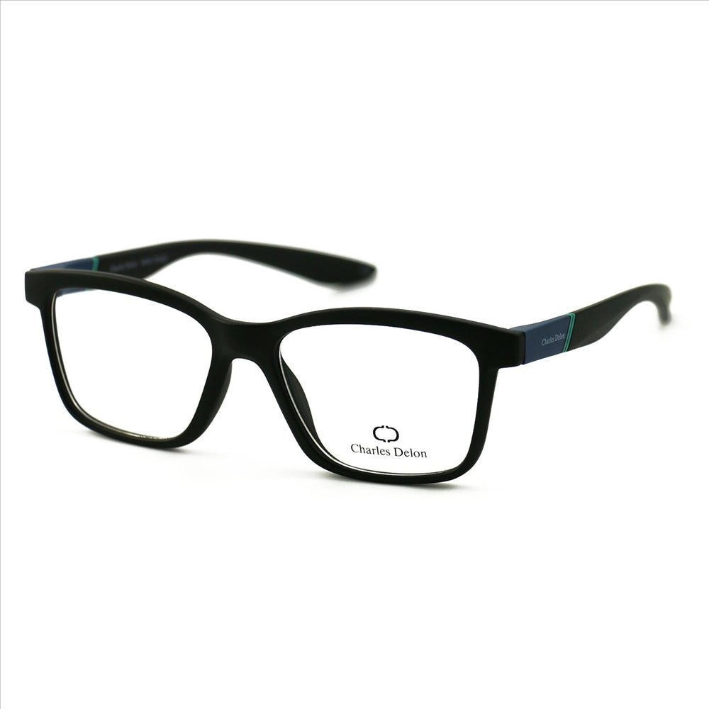 Eyeglasses Men Matte Black/Blue Frames Rectangle 53 18 145 by Charles Delon - megafashion11Monturas