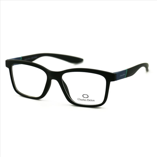 Eyeglasses Men Matte Black/Blue Frames Rectangle 53 18 145 by Charles Delon - megafashion11Monturas