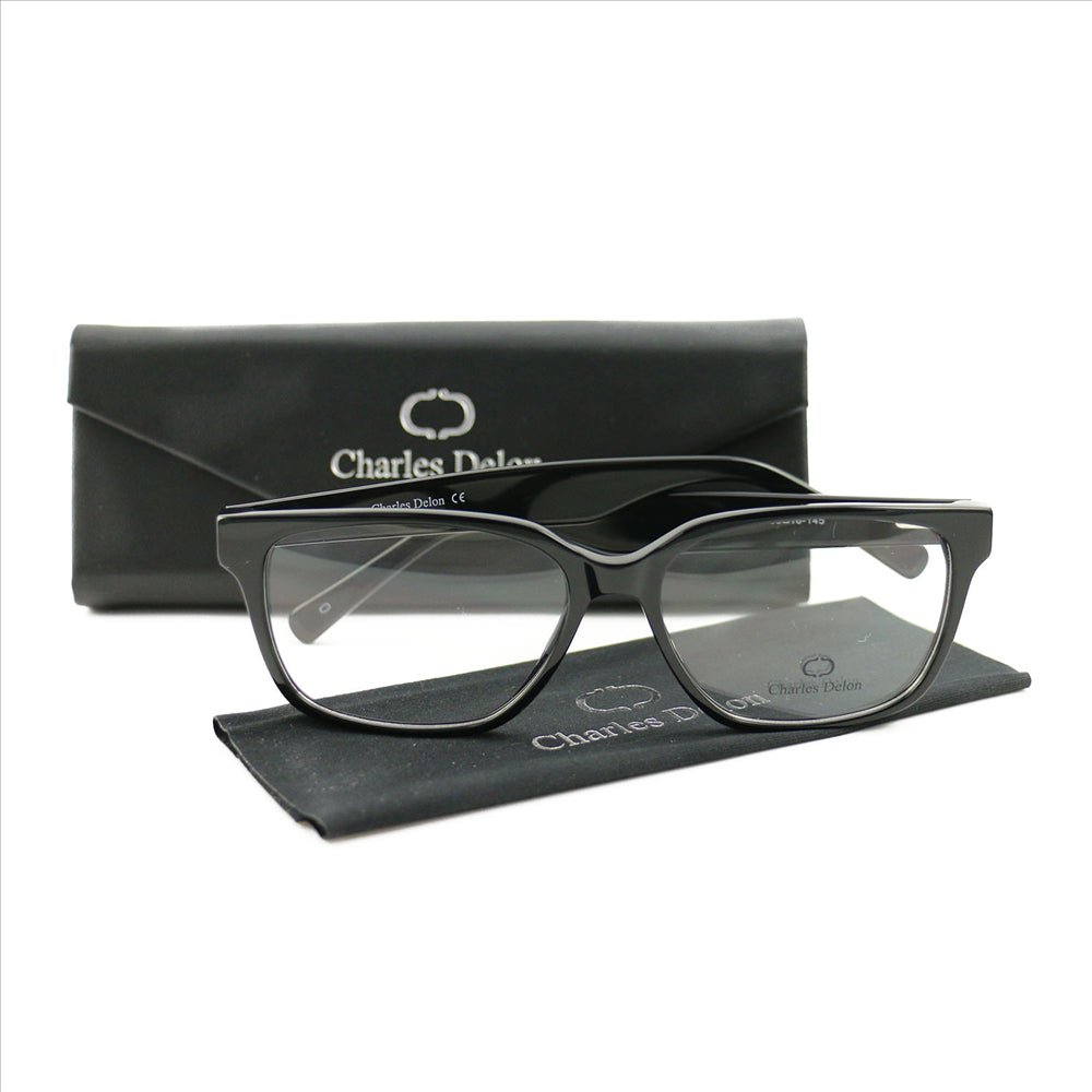 Eyeglasses Men or Womens Black Frames Rectangle 56 16 145 by Charles Delon - megafashion11Monturas
