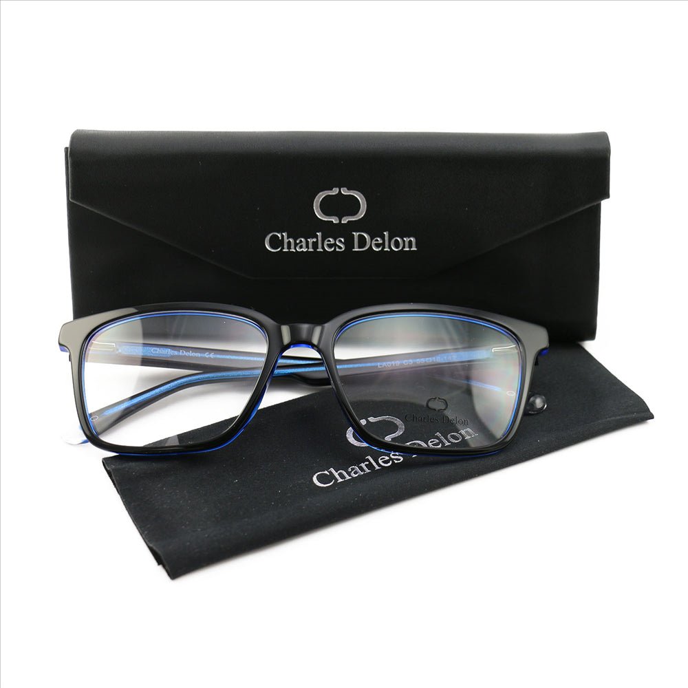 Eyeglasses Men or Womens Black/Blue Frames Square 55 18 142 by Charles Delon - megafashion11Monturas
