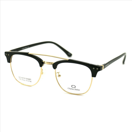 Eyeglasses Men or Womens Black/Gold Frames Square 52 21 141 by Charles Delon - megafashion11Monturas