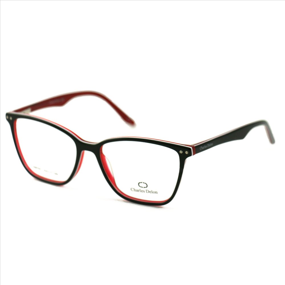 Eyeglasses Men or Womens Black/Red Frames Square 52 17 140 by Charles Delon - megafashion11Monturas