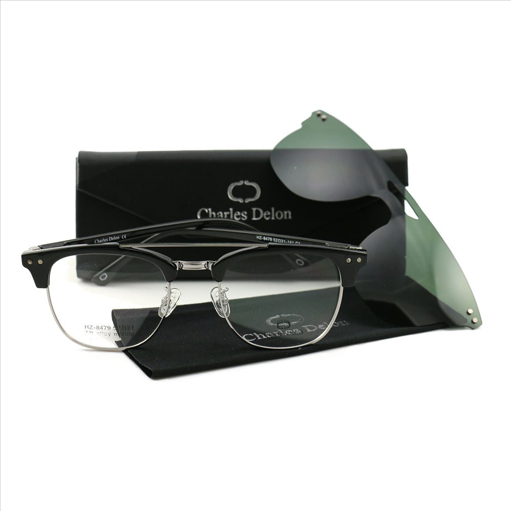 Eyeglasses Men or Womens Black/Silver Frames Square 52 21 141 by Charles Delon - megafashion11Monturas