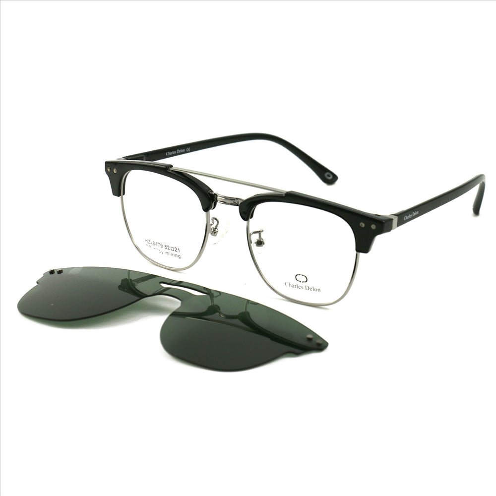 Eyeglasses Men or Womens Black/Silver Frames Square 52 21 141 by Charles Delon - megafashion11Monturas