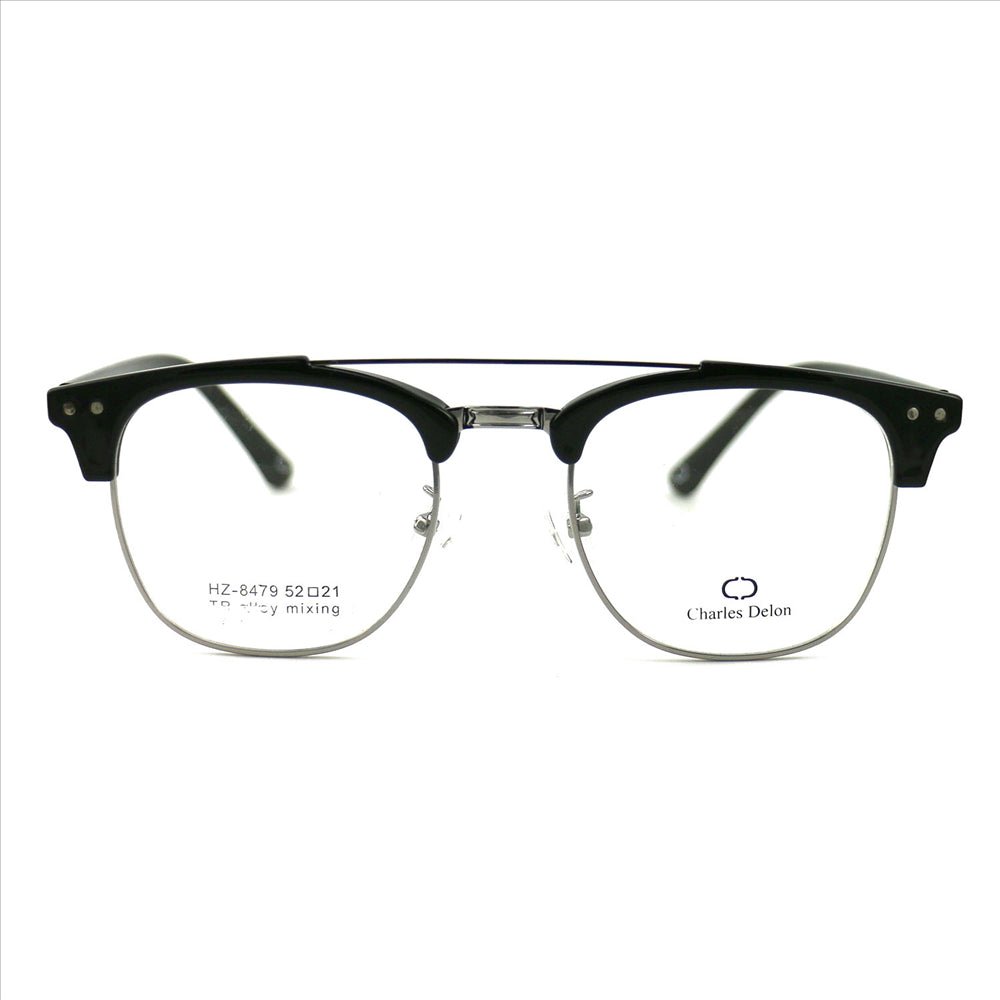 Eyeglasses Men or Womens Black/Silver Frames Square 52 21 141 by Charles Delon - megafashion11Monturas