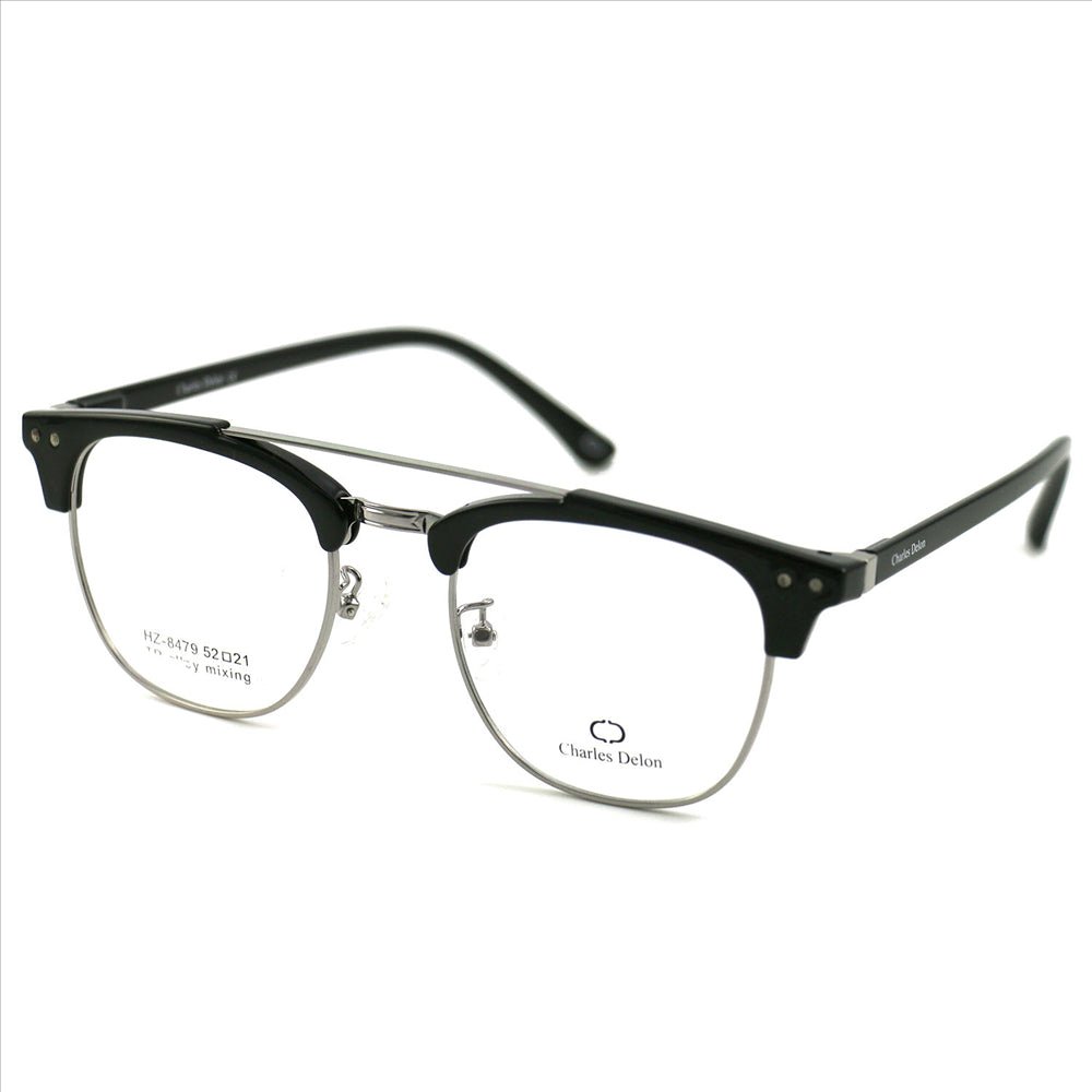 Eyeglasses Men or Womens Black/Silver Frames Square 52 21 141 by Charles Delon - megafashion11Monturas