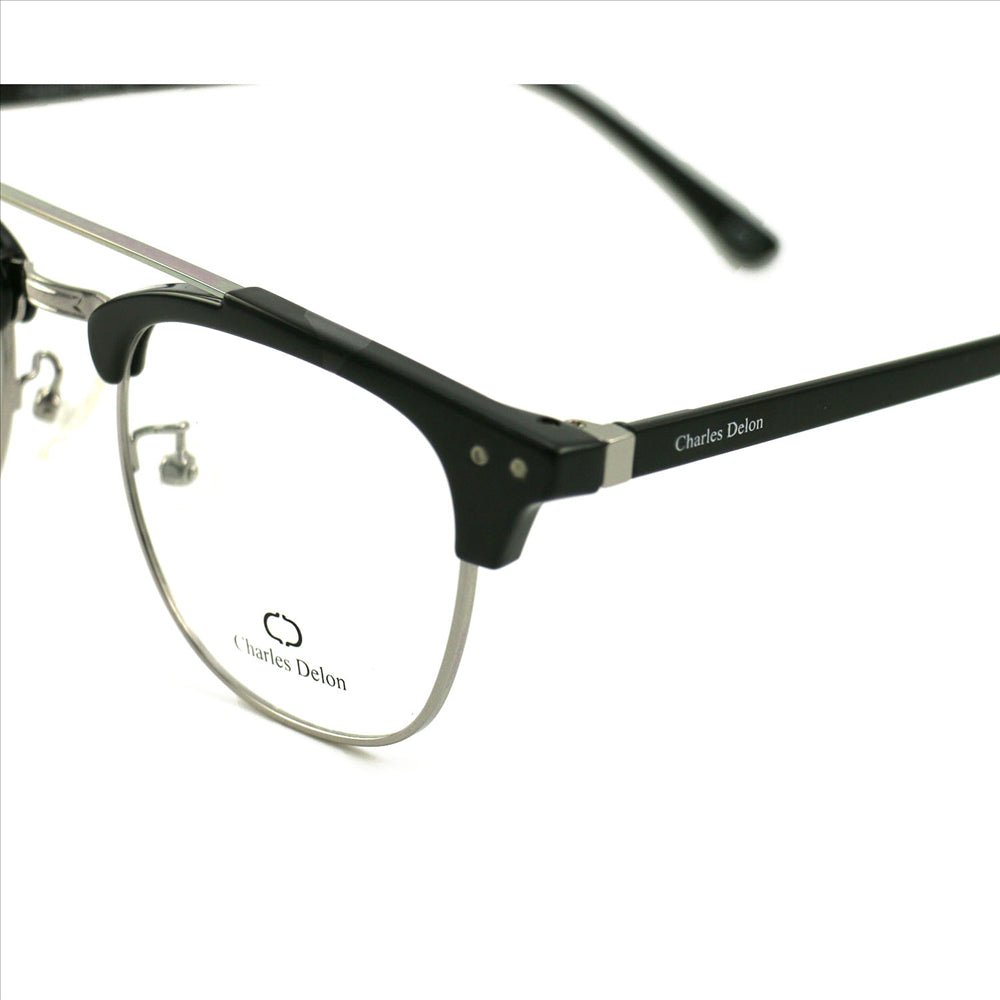 Eyeglasses Men or Womens Black/Silver Frames Square 52 21 141 by Charles Delon - megafashion11Monturas