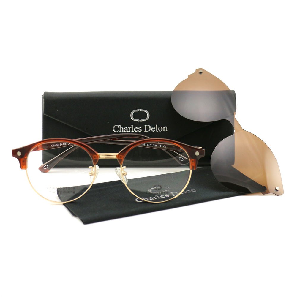 Eyeglasses Men or Womens Havana/Gold Round 51 19 141 by Charles Delon Round - megafashion11Monturas