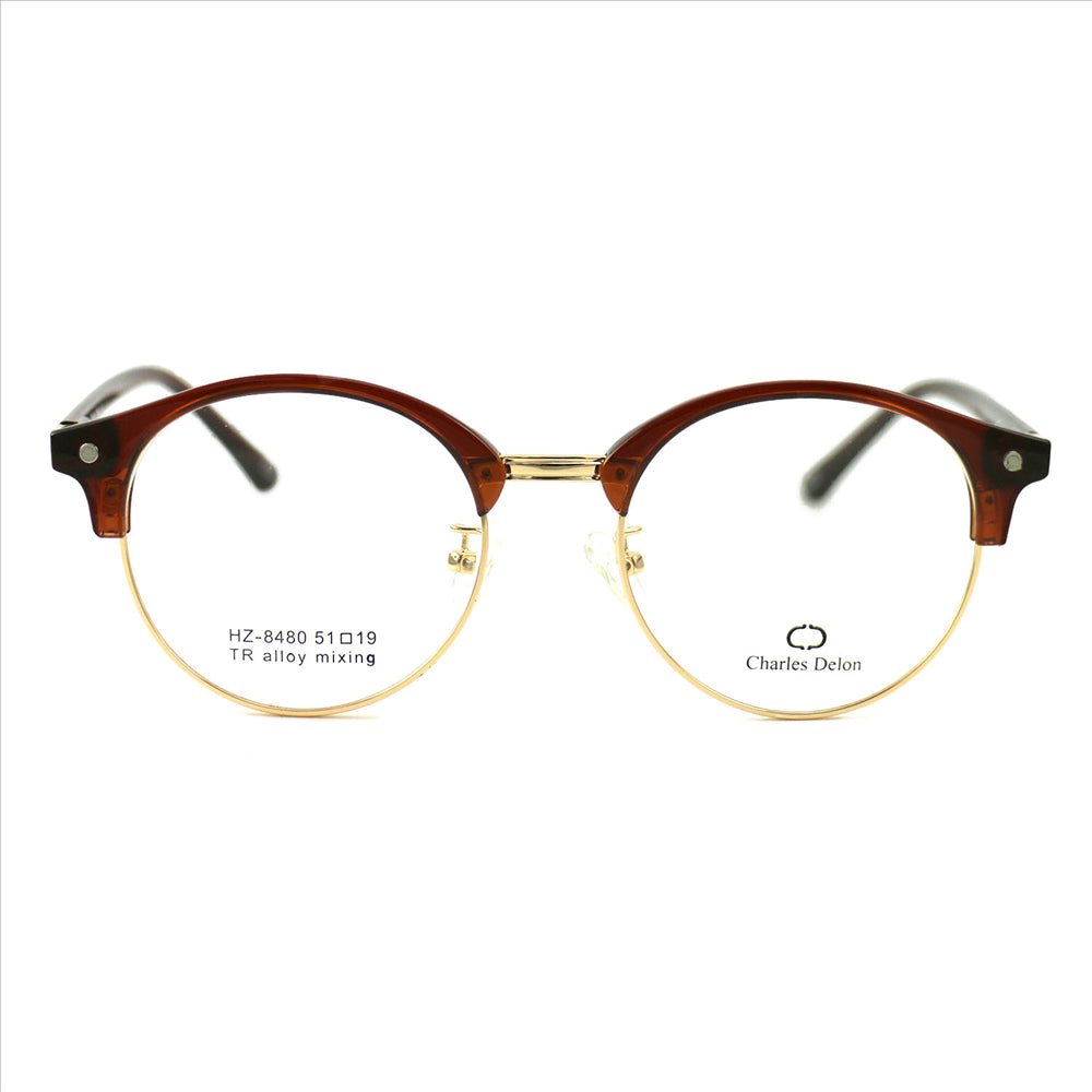 Eyeglasses Men or Womens Havana/Gold Round 51 19 141 by Charles Delon Round - megafashion11Monturas