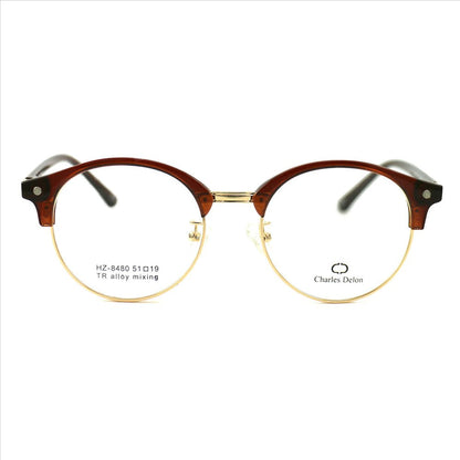 Eyeglasses Men or Womens Havana/Gold Round 51 19 141 by Charles Delon Round - megafashion11Monturas