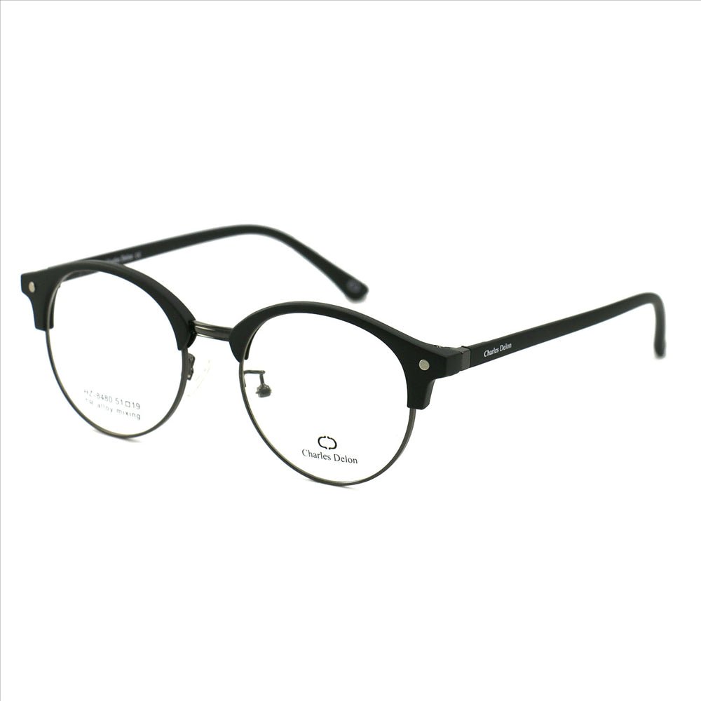 Eyeglasses Men or Womens Matte Black Round 51 19 141 by Charles Delon Round - megafashion11Monturas