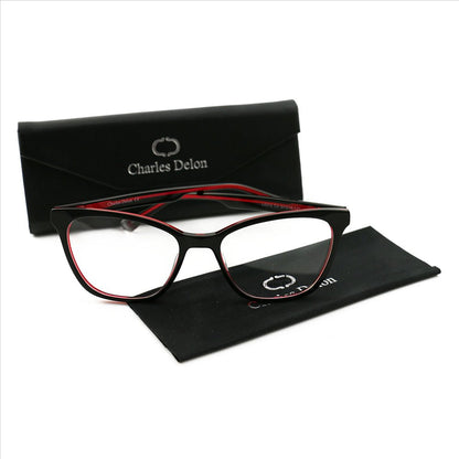 Eyeglasses Womens Black/Red Frames Cat Eye 54 18 142 by Charles Delon - megafashion11Monturas