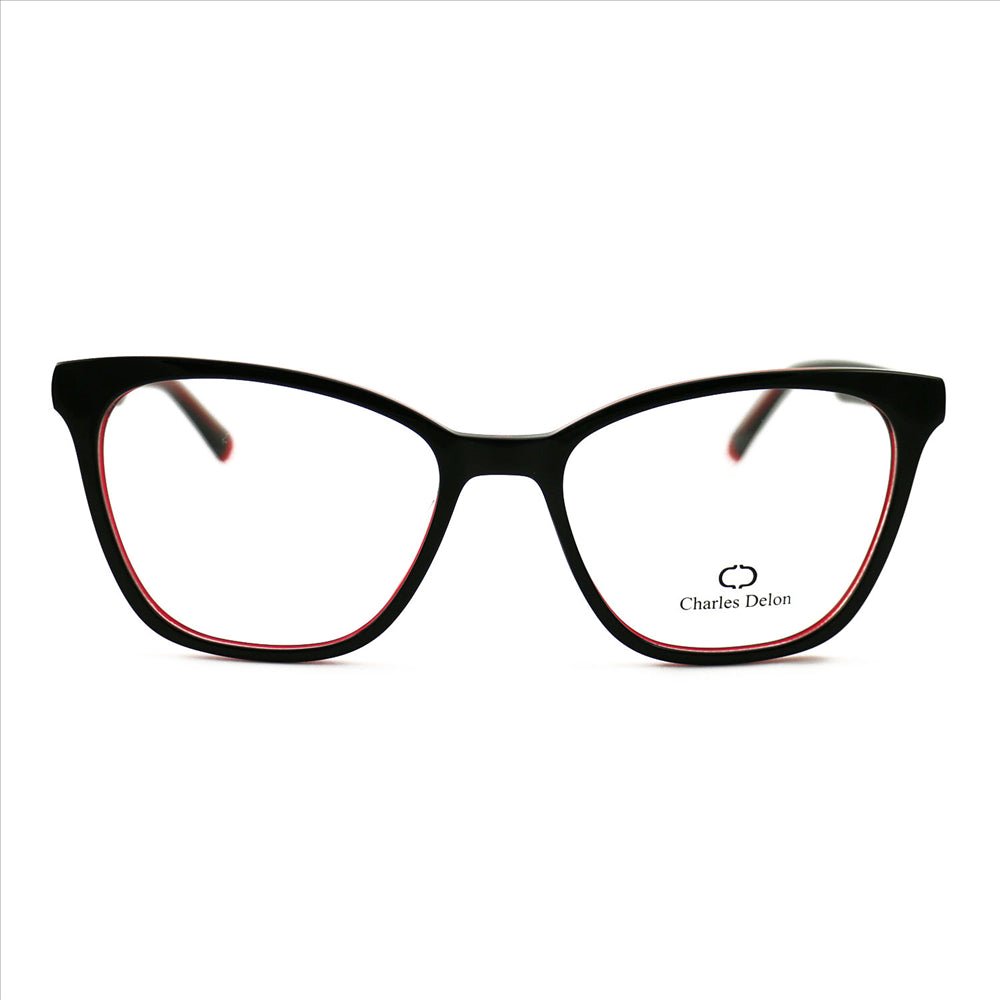 Eyeglasses Womens Black/Red Frames Cat Eye 54 18 142 by Charles Delon - megafashion11Monturas