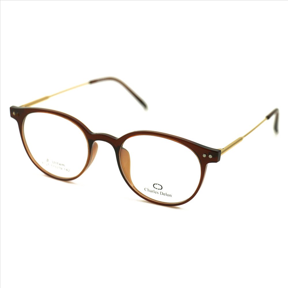 Eyeglasses Womens Brown/Gold Frames Round 51 19 142 by Charles Delon Round - megafashion11Monturas