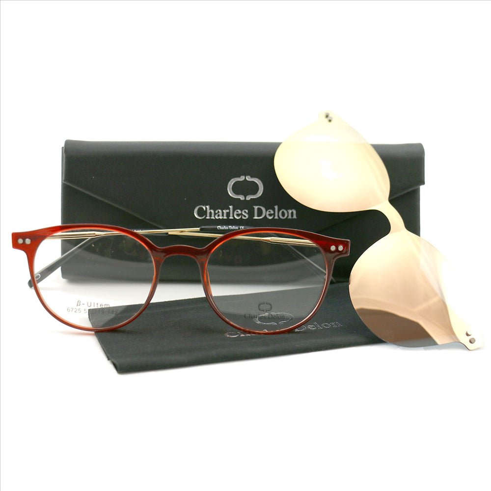 Eyeglasses Womens Clear Red Frames Round 51 19 142 by Charles Delon Round - megafashion11Monturas