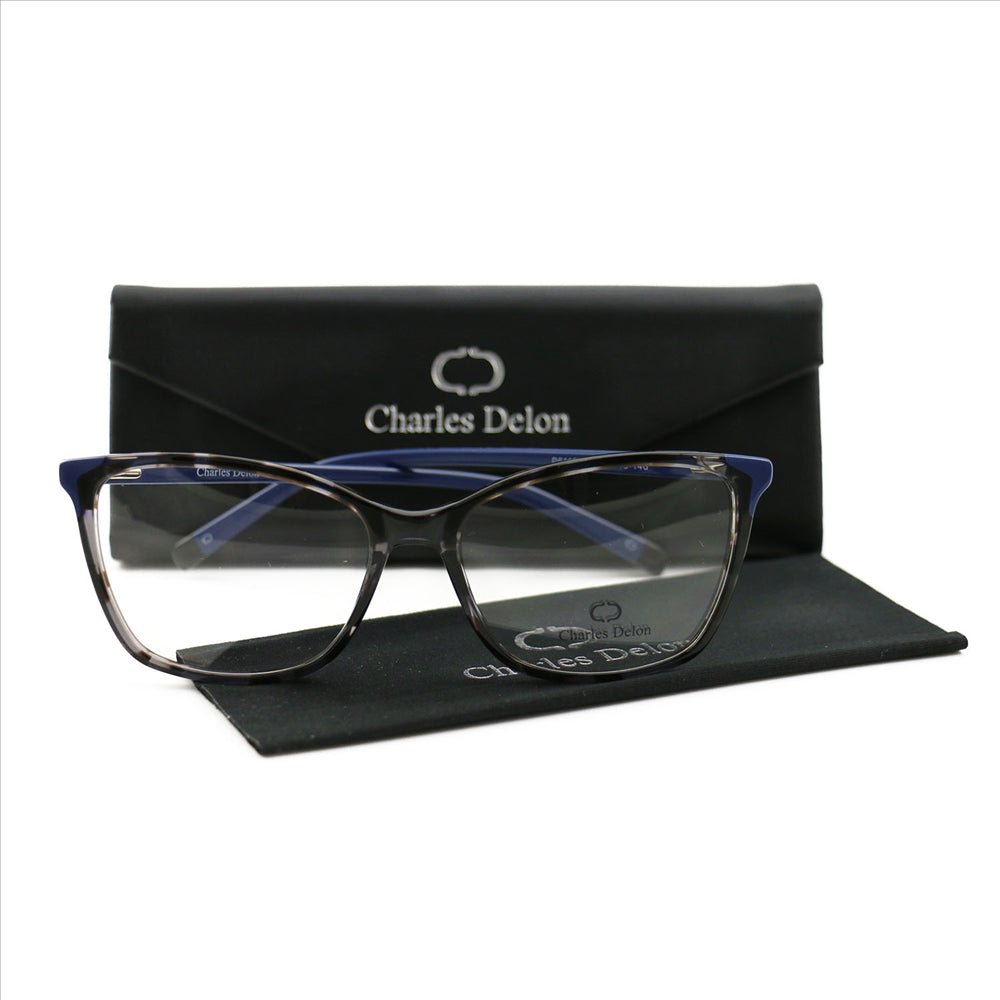 Eyeglasses Womens Havana Black/Navy Frames Square 54 16 140 by Charles Delon - megafashion11Monturas