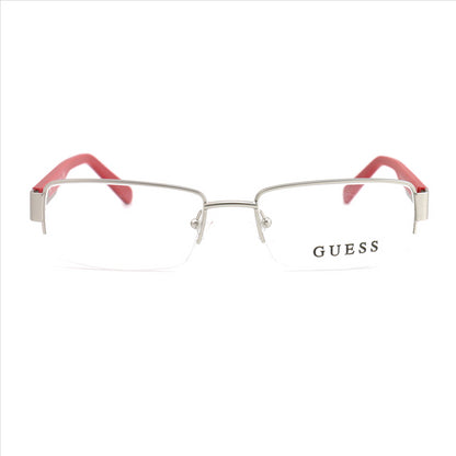 Guess Men Eyeglasses GU 1774 SIRD Silver/Red 55 18 145 Semi Rimless Rectangle