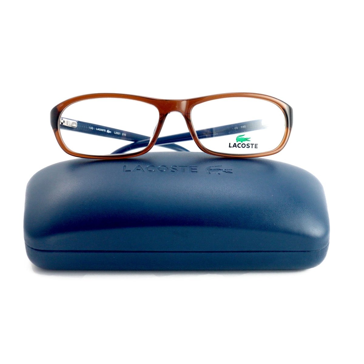 Lacoste Men Eyeglasses Brown/Navy Oval L2621 210 Frames 54 16 140 - megafashion11Monturas