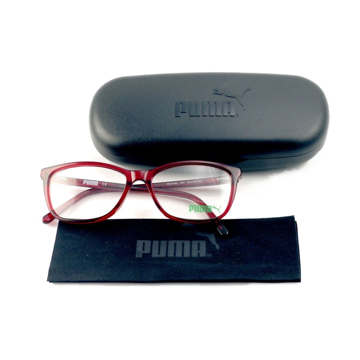 Puma Eyeglasses Men or Womens Red Frames Square 52 15 135 PE0018O 007 - megafashion11Monturas