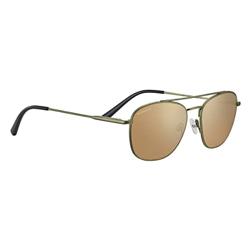 Serengeti Carroll Polarized Square Sunglasses, Matte Khaki, Medium - megafashion11Sunglasses