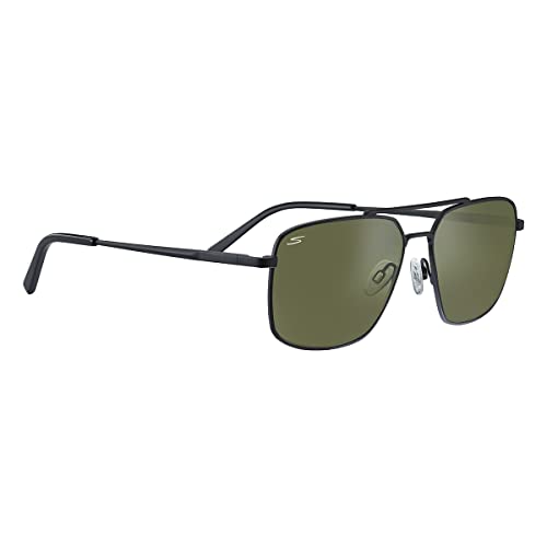 Serengeti Men's Aitkin Polarized Rectangular Sunglasses, Matte Black, Large - megafashion11Sunglasses