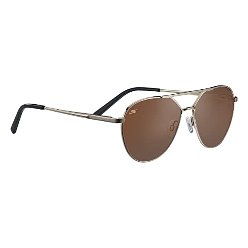 Serengeti Odell Polarized Rectangular Sunglasses, Shiny Light Gold, Large - megafashion11Sunglasses