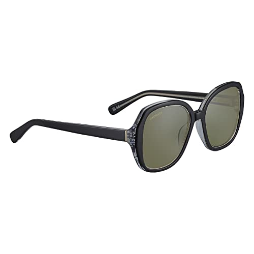 Serengeti Women's Hayworth Polarized Rectangular Sunglasses, Shiny Black Transparent Layer, Small - megafashion11Sunglasses