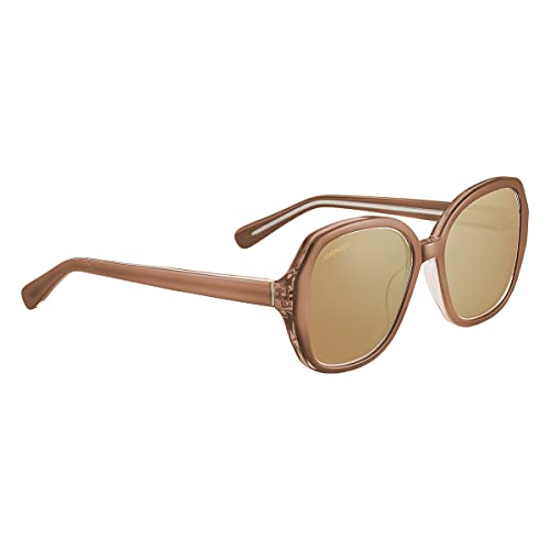 Serengeti Women's Hayworth Polarized Rectangular Sunglasses, Shiny Crystal Sand Beige, Small - megafashion11Sunglasses