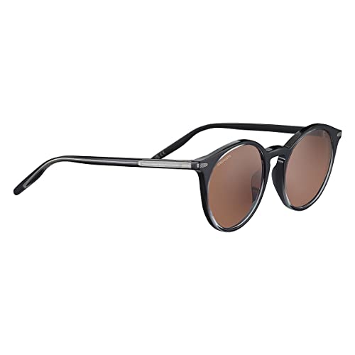 Serengeti Women's Leonora Polarized Square Sunglasses, Shiny Transparent Black Layer, Medium - megafashion11Sunglasses