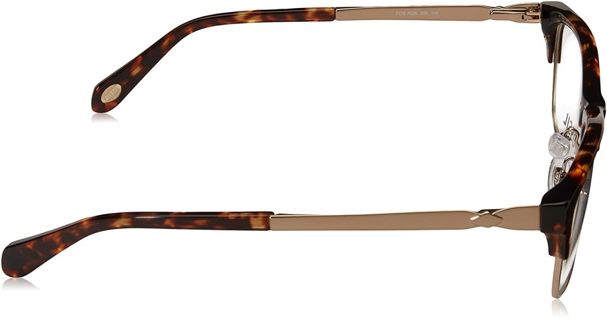 Womens Frame Rectangular Semi Rimless Eyeglasses Fossil Dark Havana 52 15 140 - megafashion11Monturas