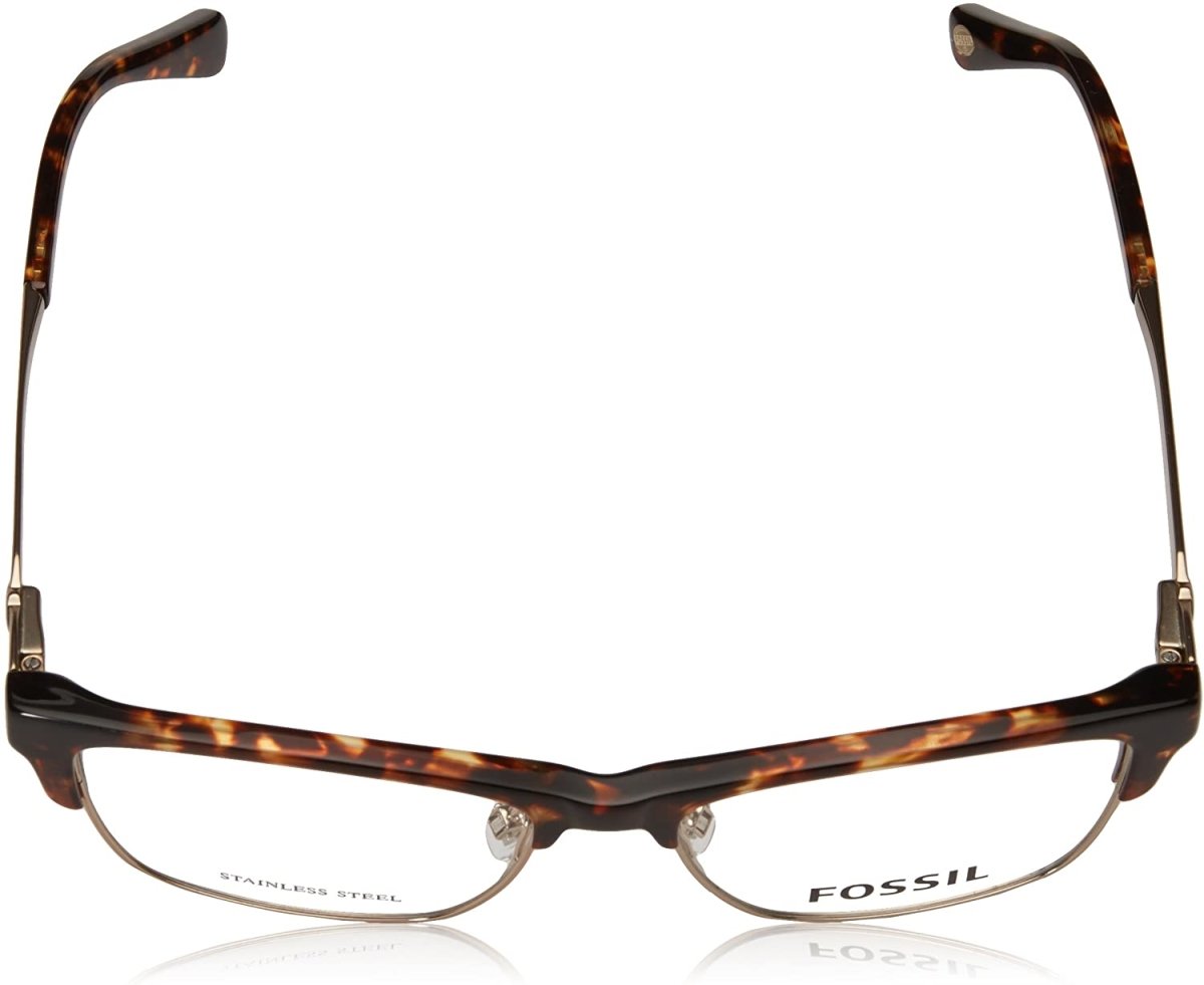 Womens Frame Rectangular Semi Rimless Eyeglasses Fossil Dark Havana 52 15 140 - megafashion11Monturas